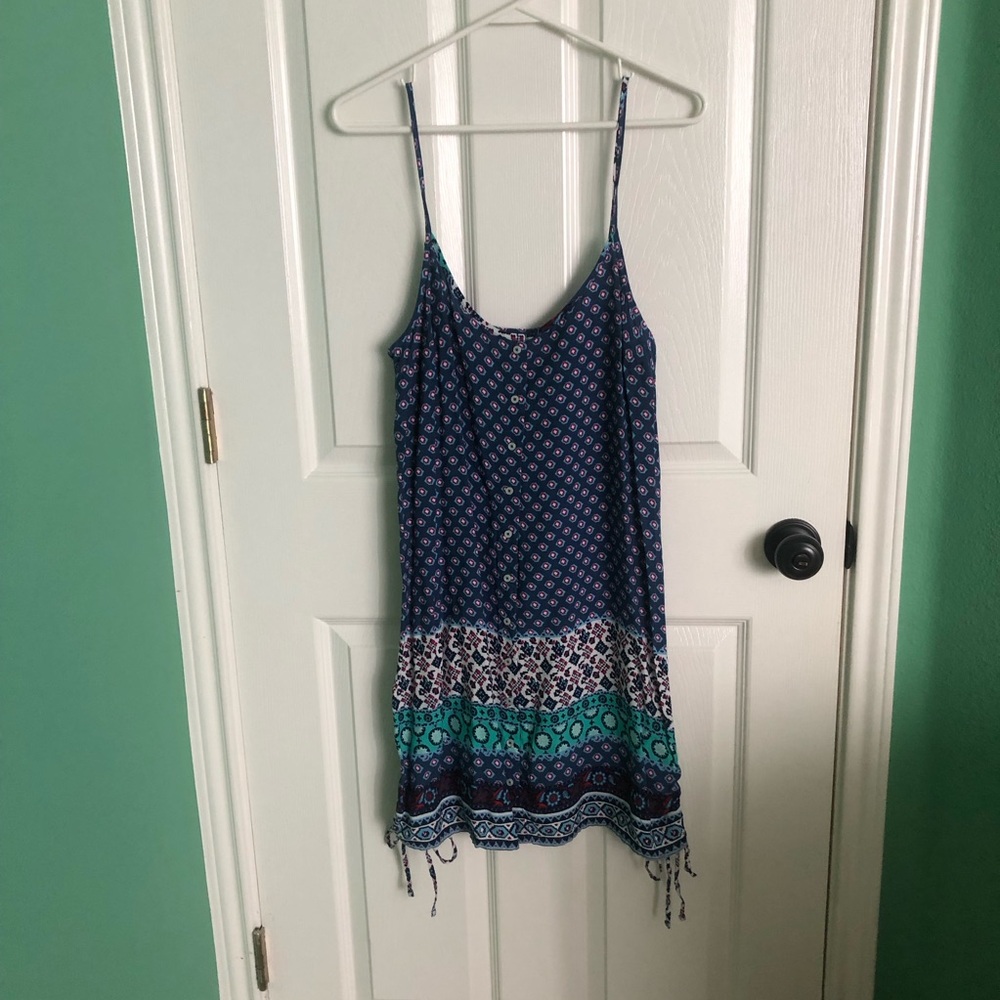 Hollister Navy Patterned Button-Up Top